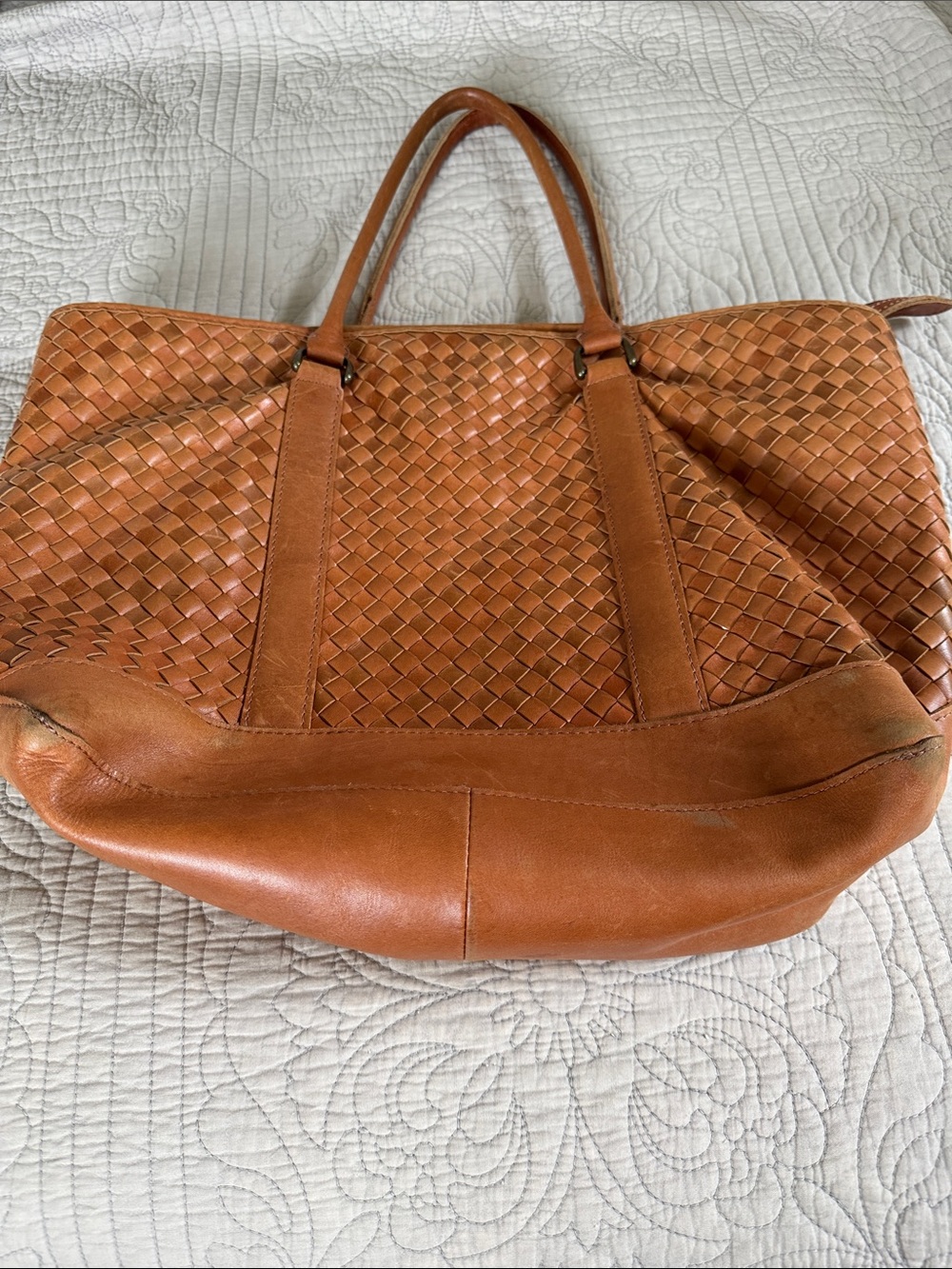 L.L. Bean Woven Leather Tote in Cognac - Picture 2 of 13
